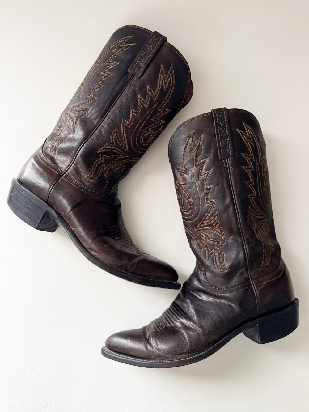 Lucchese 1883 Leather Cowboy Boots Mens 10 D Brown Pointed Western Country USA